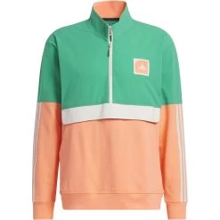 Adidas Layer Adicross 1/2-Zip Golf, Koralle/grün/weiß