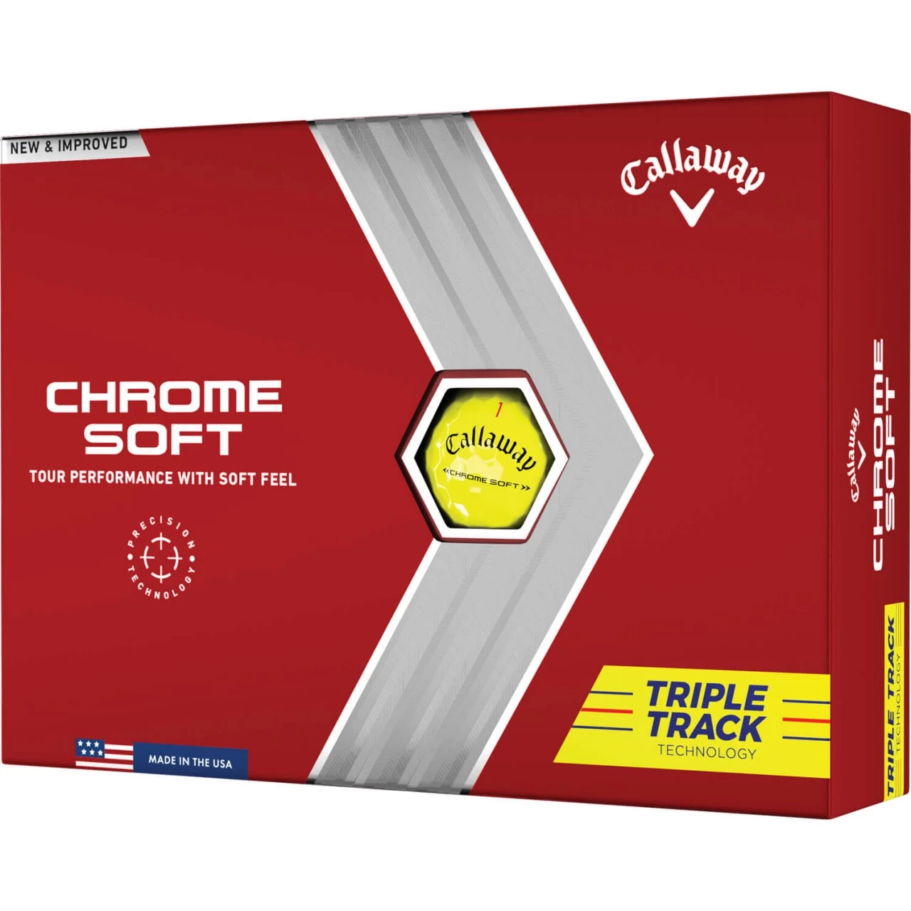 Callaway Chrome Soft Triple Track Golfbälle - 12er Pac, Gelb 1 Callaway Chrome Soft Triple Track Golfbälle - 12er Pac, Gelb