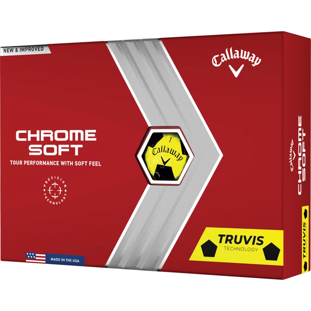 Callaway Chrome Soft Truvis Golfbälle - 12er Pack, Gelb/schwarz 1 Callaway Chrome Soft Truvis Golfbälle - 12er Pack, Gelb/schwarz