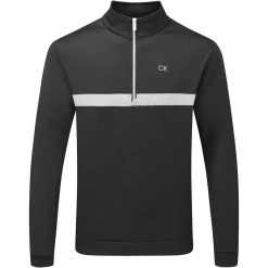 Calvin Klein Golf Midlayer Chest Stripe, Half-Zip, Schwarz