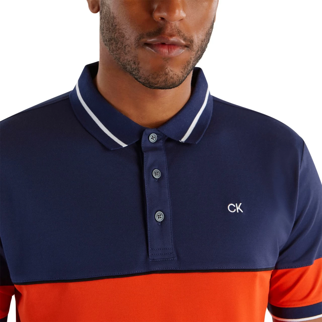 Calvin Klein Golf Polo Marshall, Blau/orange 6 Calvin Klein Golf Polo Marshall, Blau/orange – Bild 6