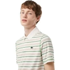 LACOSTE Polo, Weiß/grün/beige