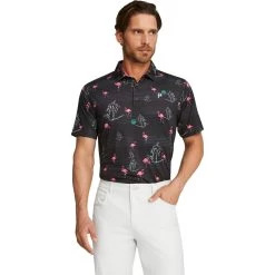 Puma Polo PTC Print, Schwarz/pink -Professioneller Golfshop puma polo ptc print schwarzpink schwarz 5059299 3 1280x1280