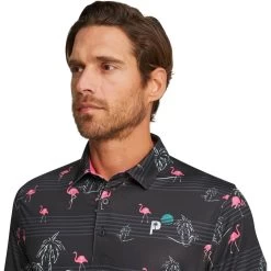 Puma Polo PTC Print, Schwarz/pink -Professioneller Golfshop puma polo ptc print schwarzpink schwarz 5059299 4 1280x1280