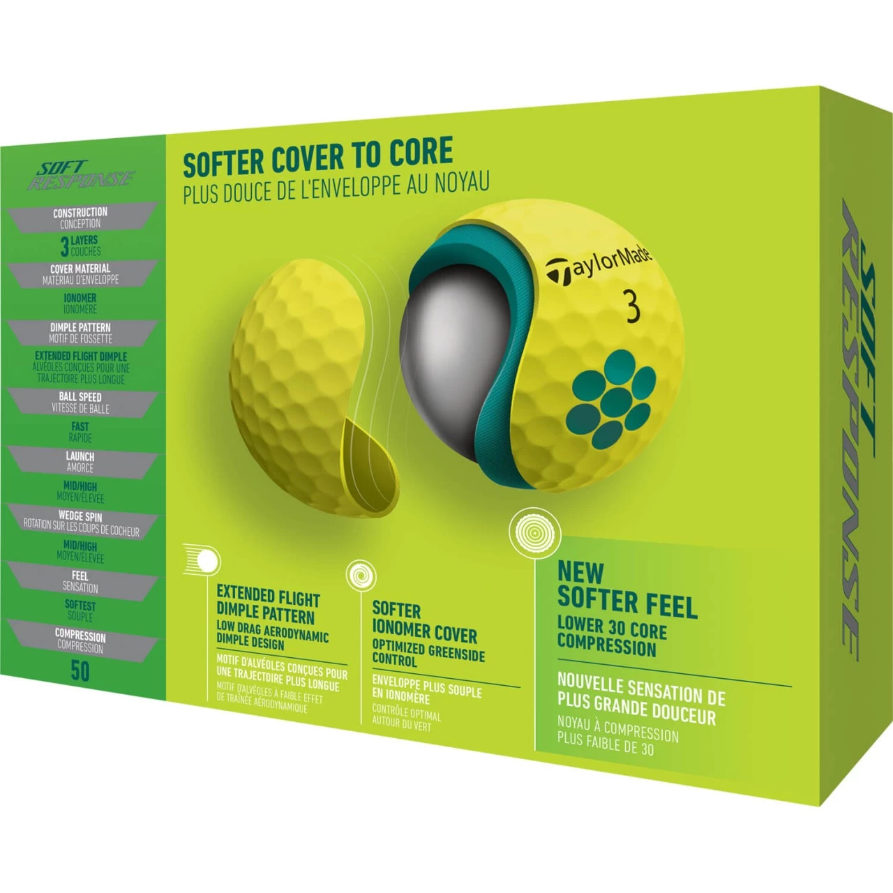 TaylorMade Soft Response Golfbälle - 12er Pack, Gelb 2 TaylorMade Soft Response Golfbälle - 12er Pack, Gelb – Bild 2